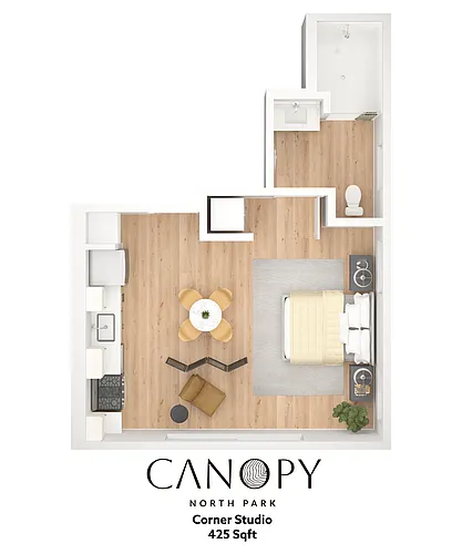 Floor plan Studio ; 1 Bathroom