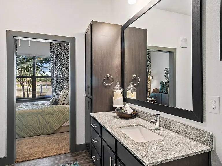 Dark wood cabinetry