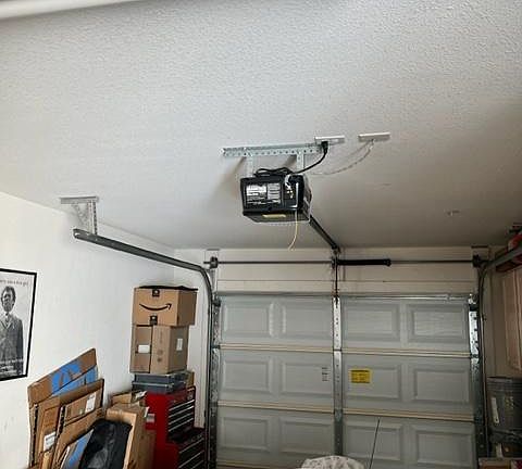 Garage inside view with door closed
