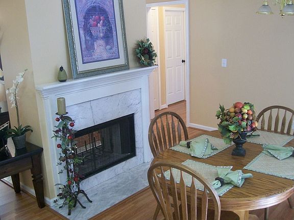 See through fireplace in kitchen
