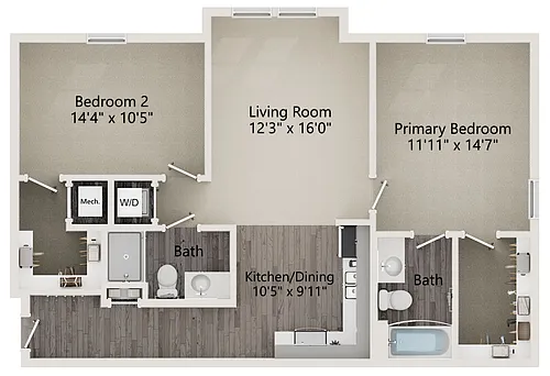 Floor plan B3 - Two Bedroom Two bath