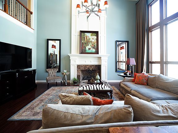 Custom two story fireplace.