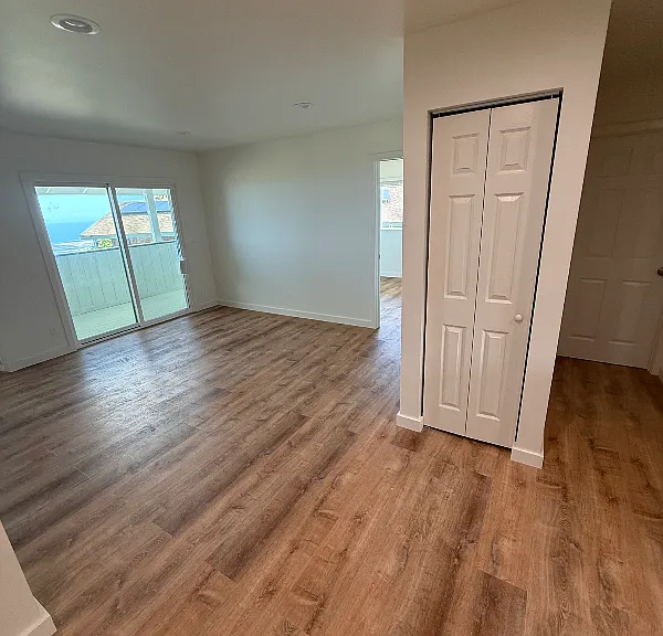 Living room with storage pantry