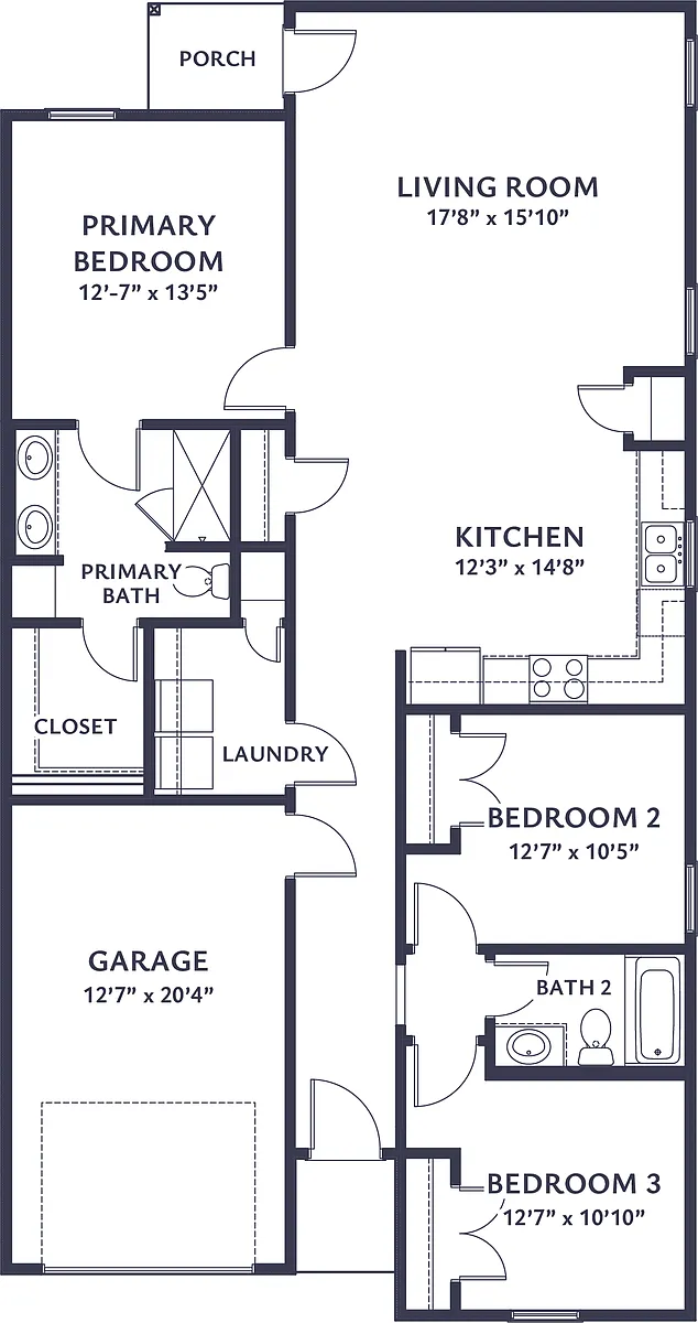 Floor plan 3 BR/2 BA/ GARAGE
