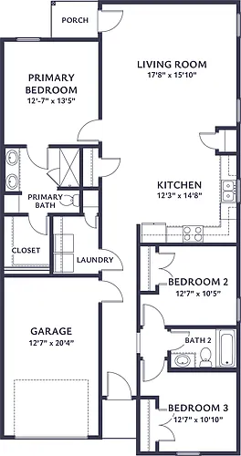 Floor plan 3 BR/2 BA/ GARAGE