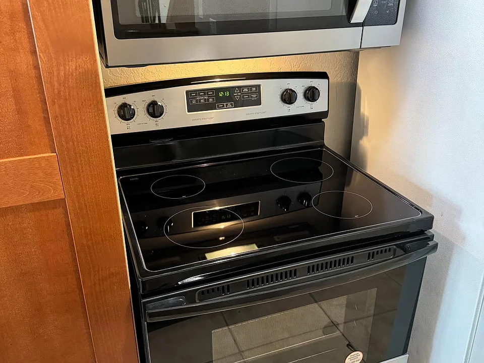 brand new stove and microwave