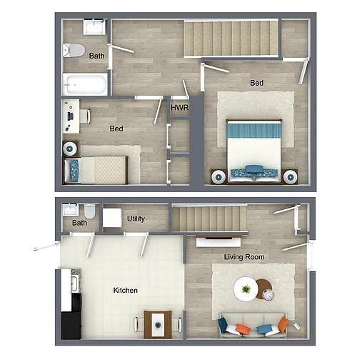 Floor plan 2BR1.5BA