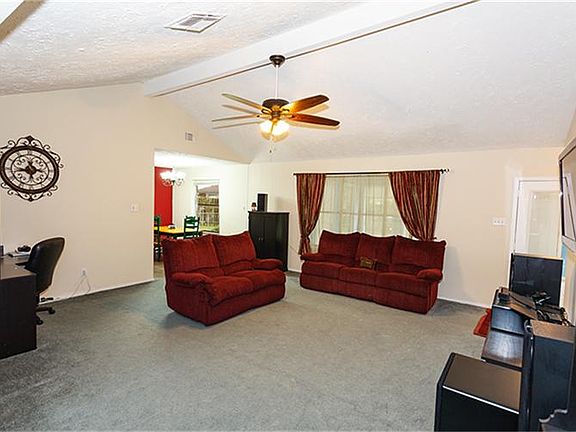 The Den has vaulted ceilings