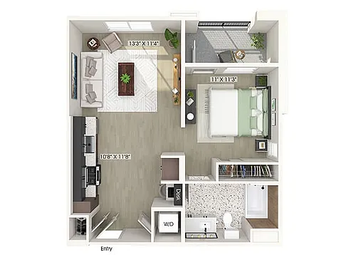 Floor plan Junior One Bedroom - MARCA