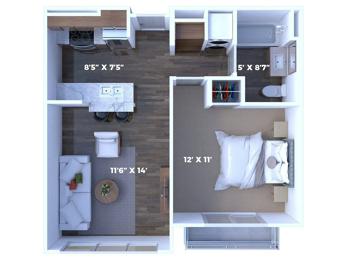 Floor plan 1 Bedroom/1 Bathroom