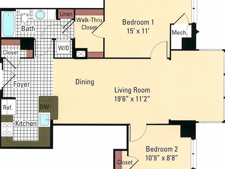 Tennyson - 2 Bedroom - 1 Bathroom