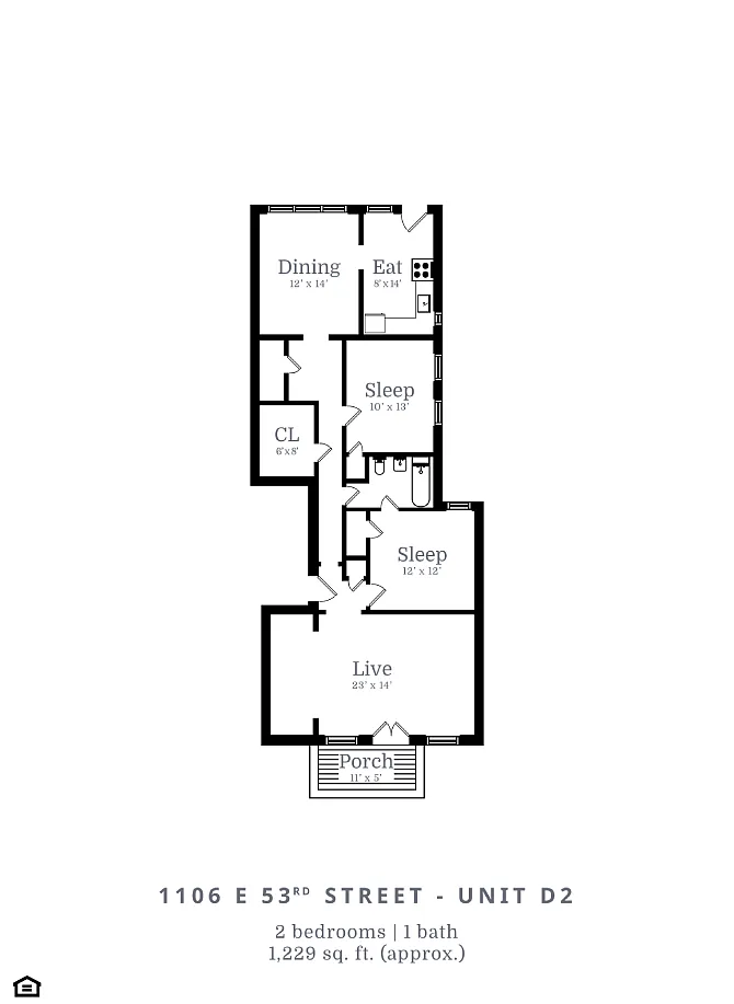 Floor plan 3 Bed | 1 Bath (D2)