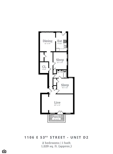 Floor plan 3 Bed | 1 Bath (D2)