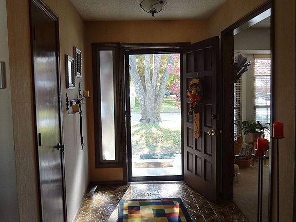 View out open front door