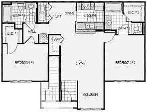 Floor plan 2 Bedroom 2 Bathroom B1