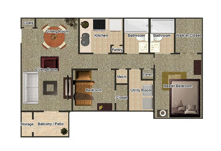 Floor plan Two Bedroom Two Bathroom