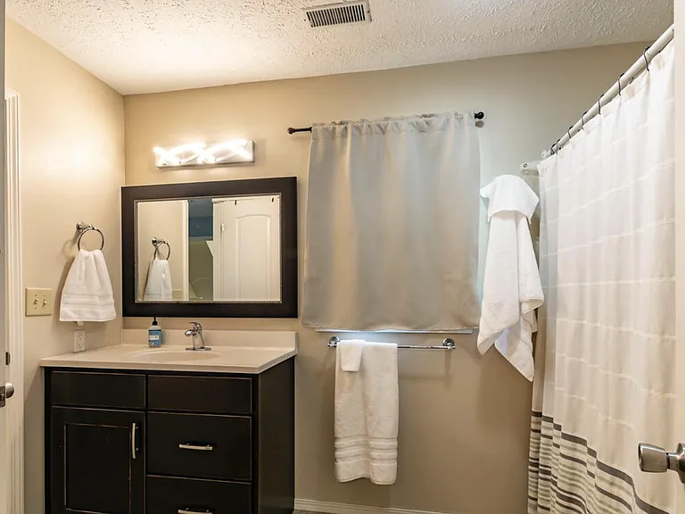 Upstairs Jack-and- Jill bathroom.