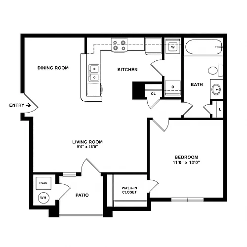 Floor plan 1 Bedroom 1 Bathroom