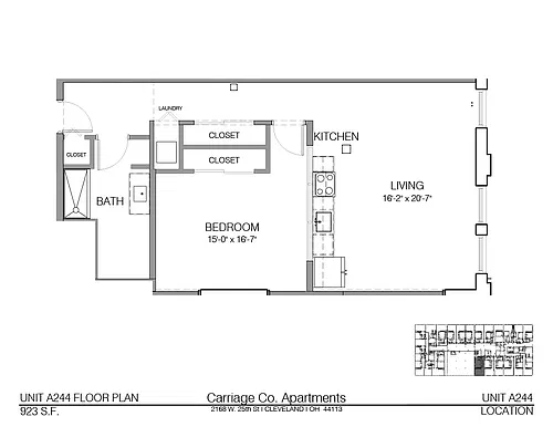 Floor plan c1-923 - 1 bed, 1 bath