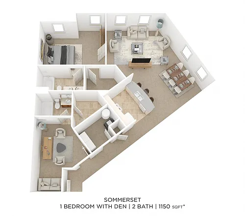 Floor plan Two Bedroom 2 Bath- Sommerset