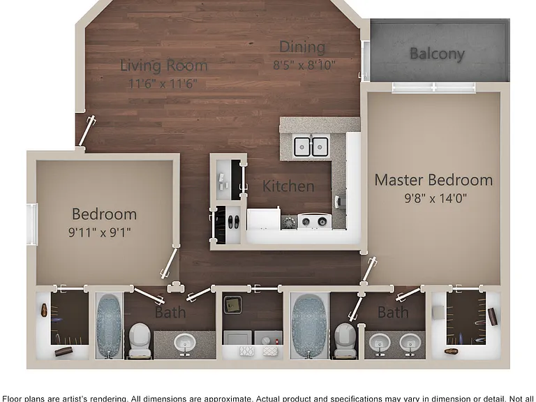 Regal Parc - B2 - 2 Beds - 2 Baths - 957 Sq. ft.