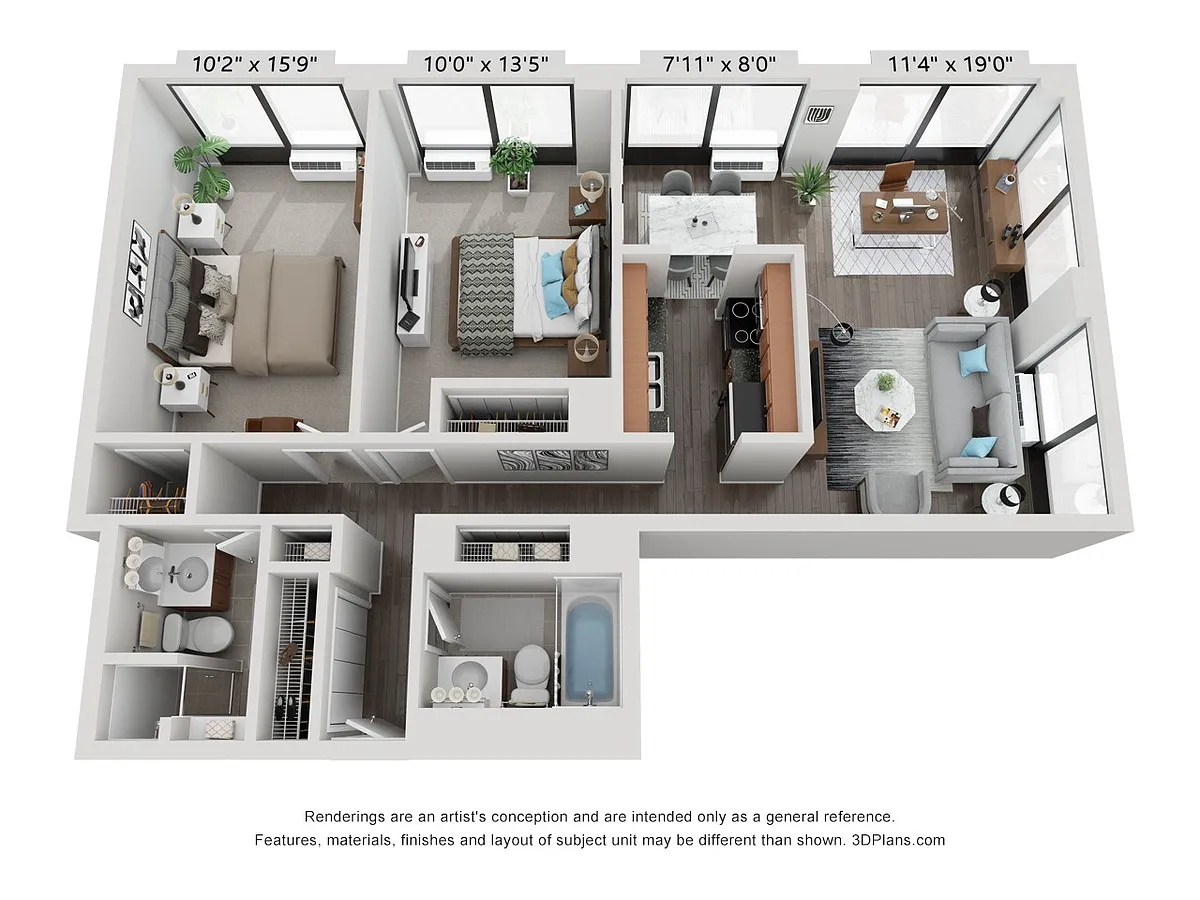 Floor plan WEST CORNER 2 BEDROOM