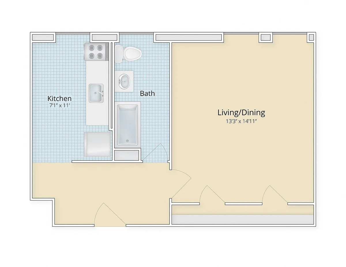 Floor plan Studio with Foyer