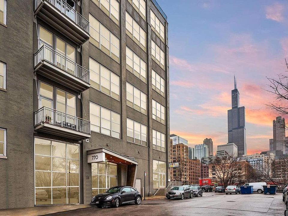 Building entryway and skyline view