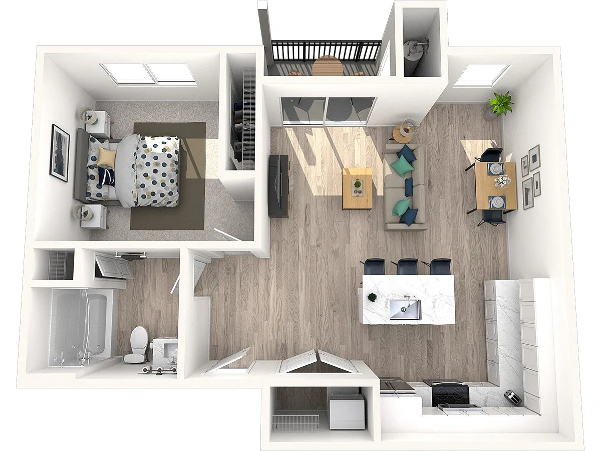 Floor plan One Bed One Bath A
