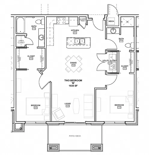Floor plan Interior 2 Bed