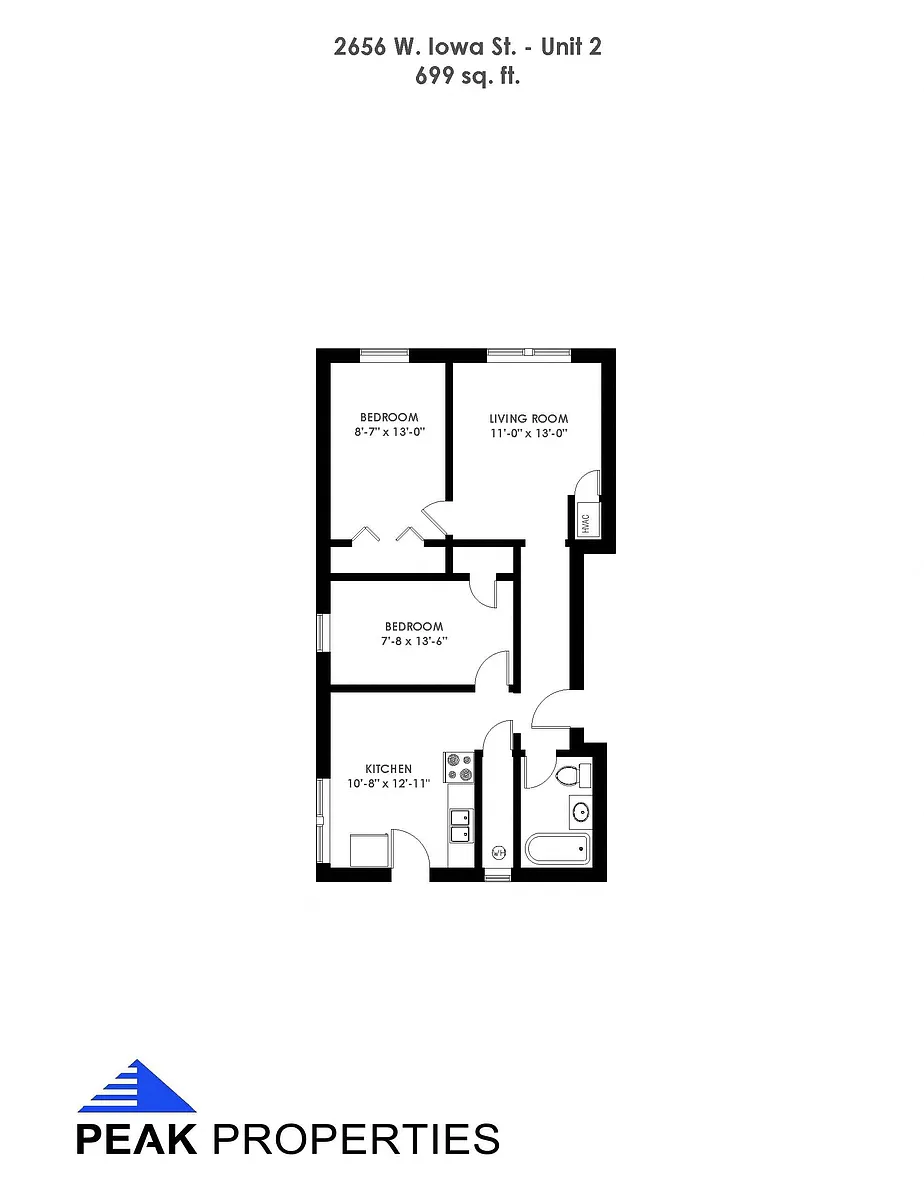 Floor plan 2 Bedroom - 1 Bathroom