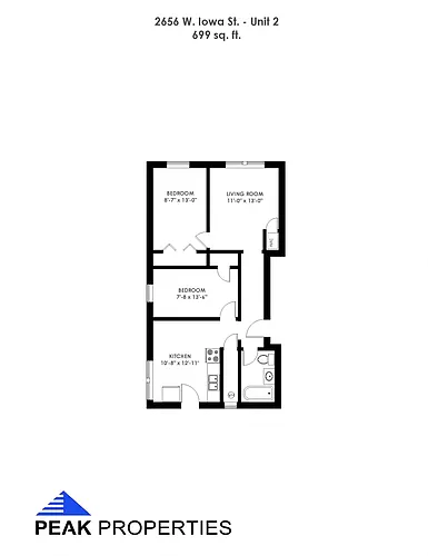 Floor plan 2 Bedroom - 1 Bathroom