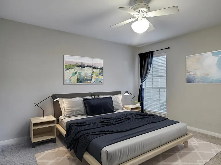Comfortable bedroom with walk-in closet.