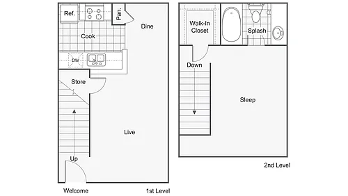 Floor plan 1 Bed 1 Bath B