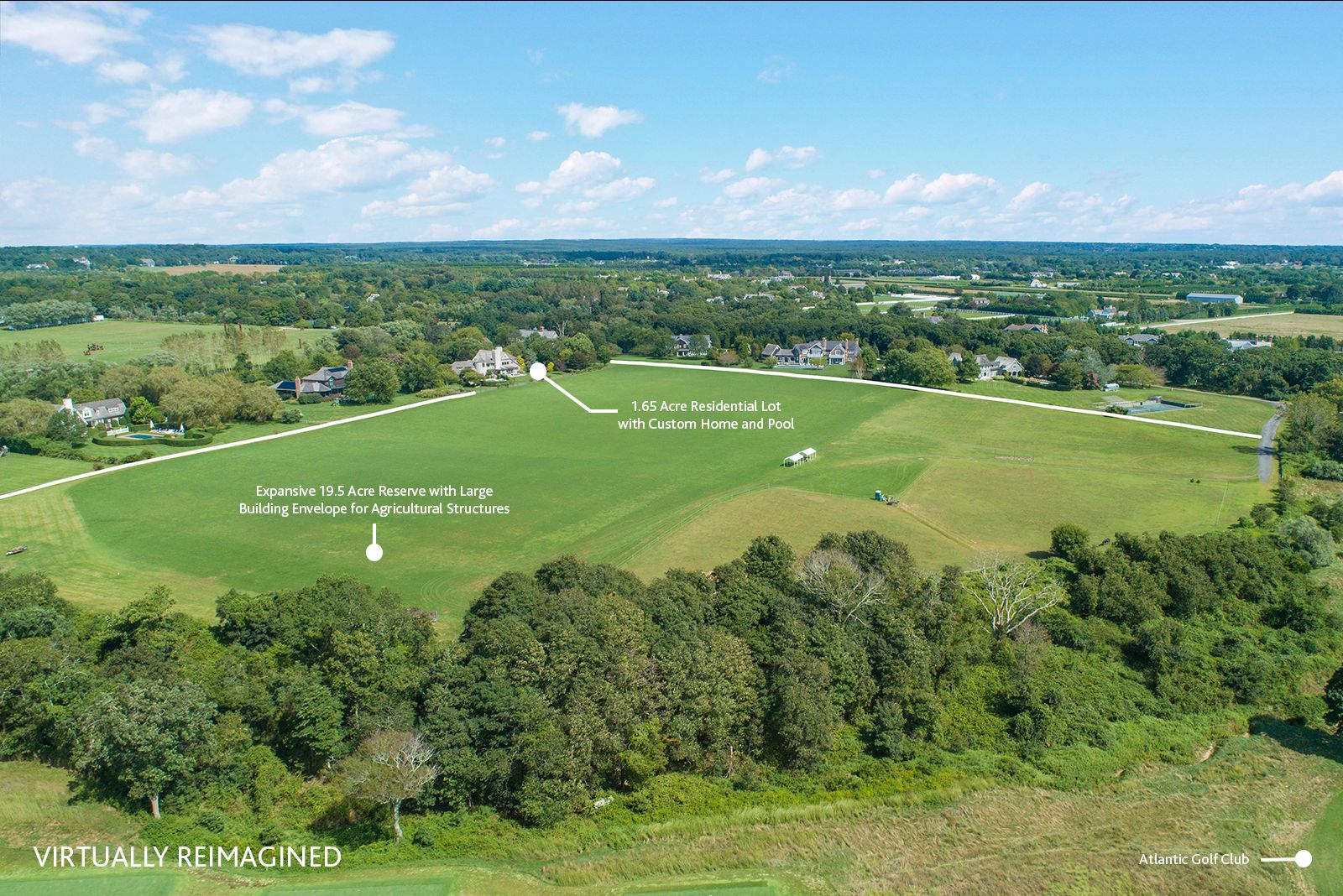  Aerial shot of 6 Dannielles Way, Bridgehampton, NY (virtually re-imagined)