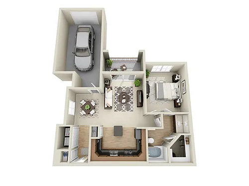 Floor plan 1 Bed, 1 Bath C (140% Income Restricted)