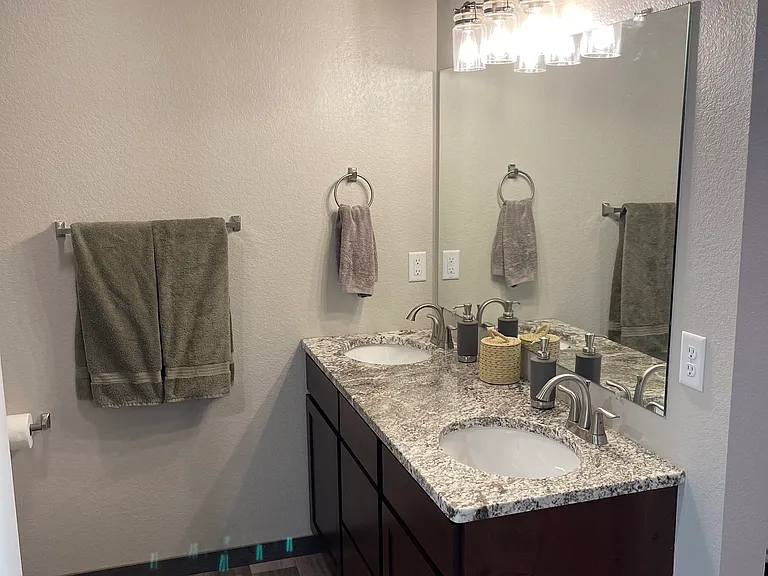 Primary bathroom with duel sinks