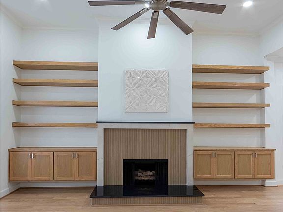 Wood burning fireplace.