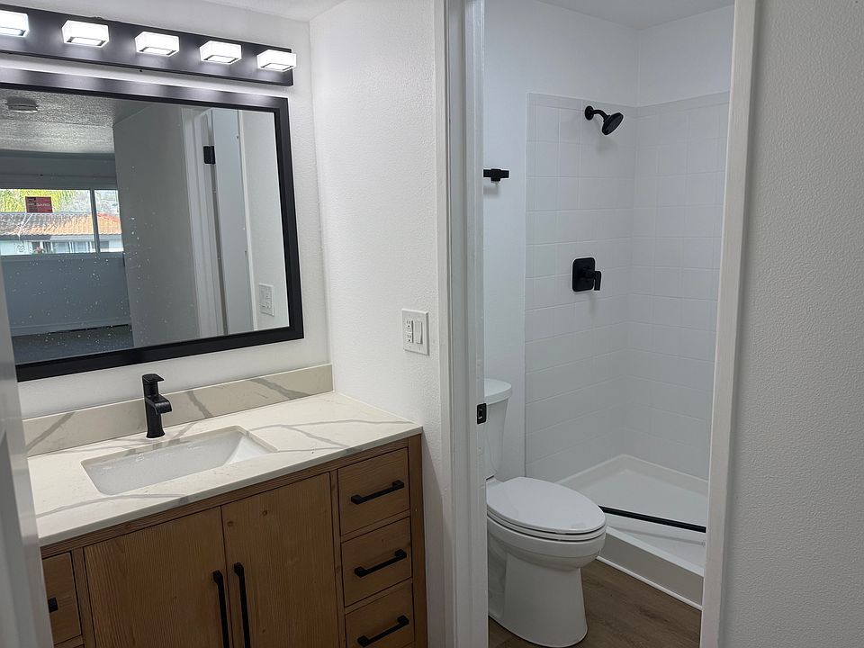 Single vanity bathroom.