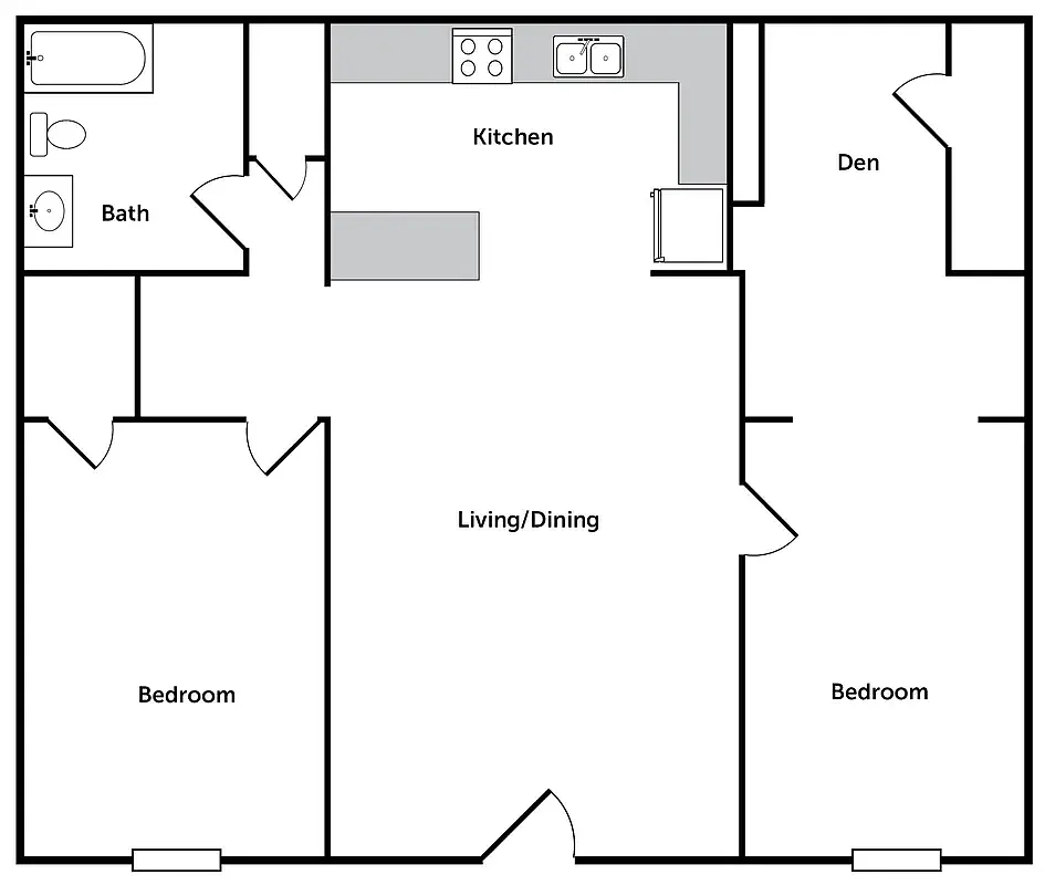 Floor plan 2 bedroom 1 bath