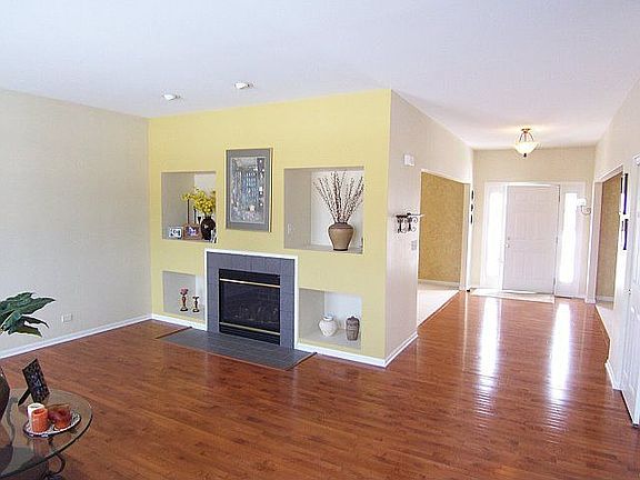 Stylish fireplace in family room