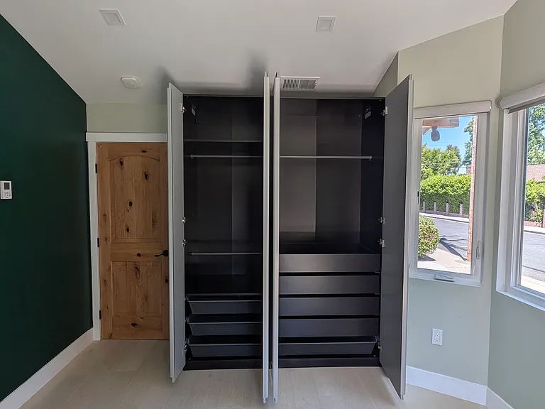 Lots of shelving in the office area.