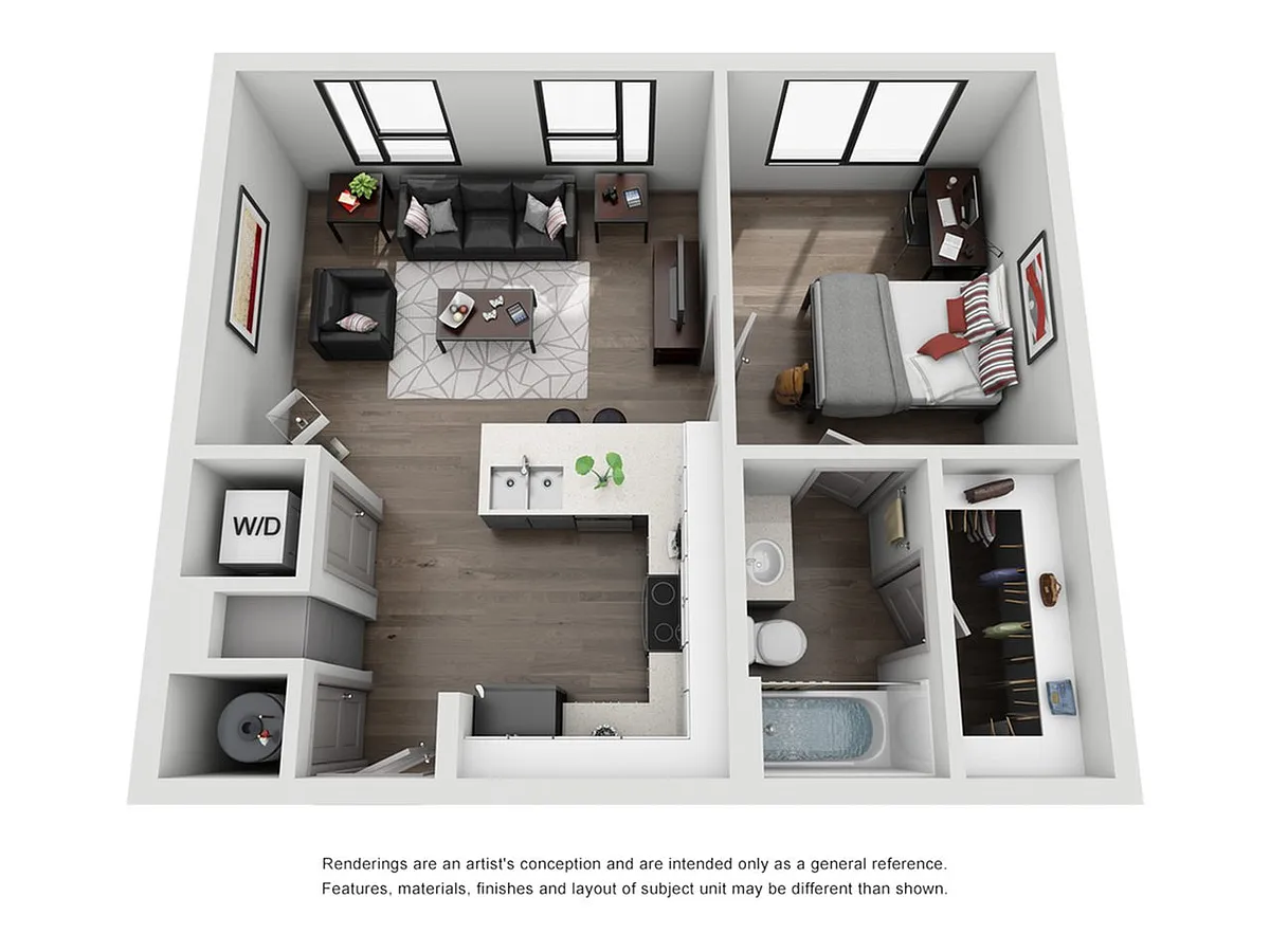 Floor plan 1BR/1BA - The Independent