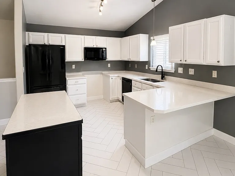 kitchen with appliances. Will be putting the oven back in