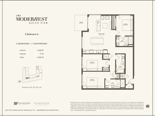 3 Bedroom Plan, Modernist Gulch View