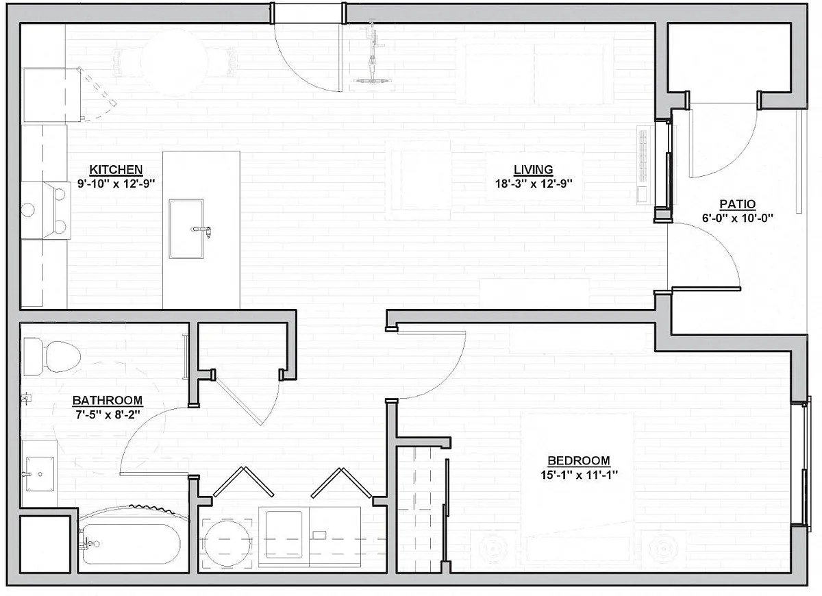 Floor plan Larson - 1x1 A2