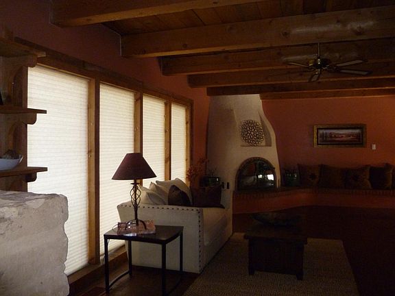 Living room with Kiva fireplace