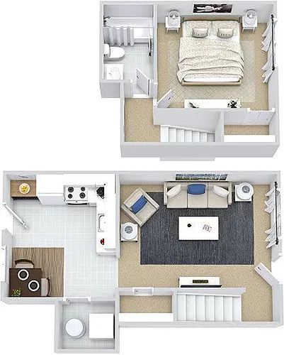 Floor plan 1 Bed/1 Bath- Phase 3