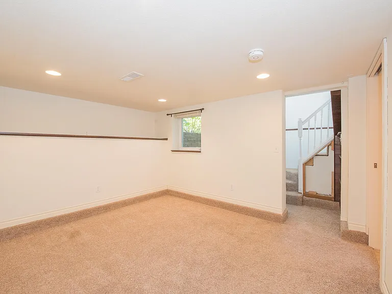 large, carpeted lower level room for sleeping or office.