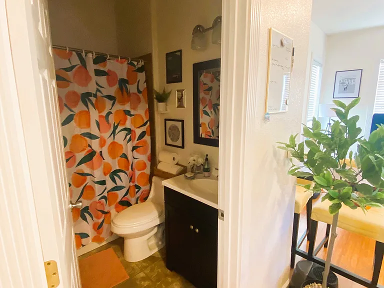 Updated bathroom. Property also includes on-site shared laundry and secure outdoor bike storage